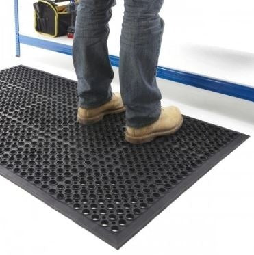 3 Pack Of Large Rubber Workplace Anti Fatigue Mat 3ft x 5ft x 12mm Thick Each
