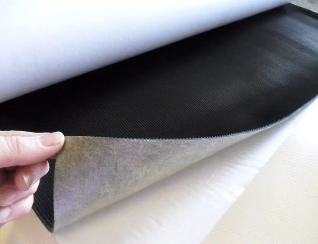 Self-Adhesive Fine Ribbed Corrugated Rubber Sheet Matting 36" Wide X Various Lengths