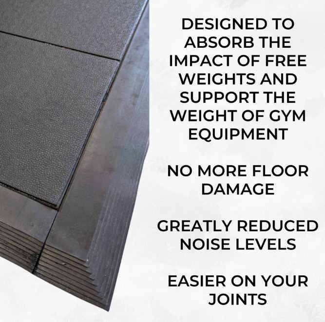 Rubber Gym Floor Tiles | 2 Mat Pack Of Heavy Duty 14mm Interlocking 900 x 900mm