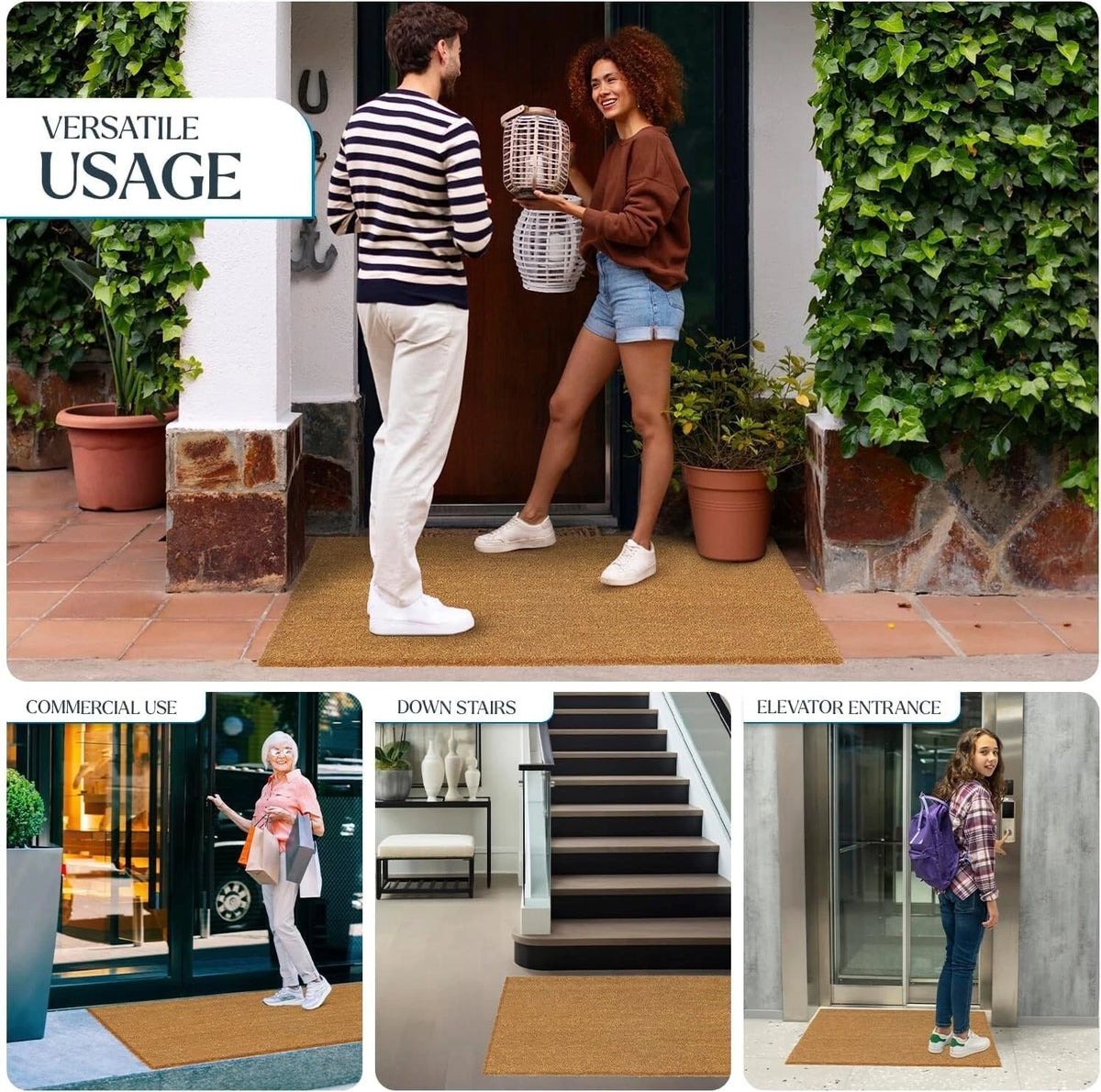 Coir Matting Tough Bristles Doorway Mat Entrance Mat Strips Cut to Size Doormats