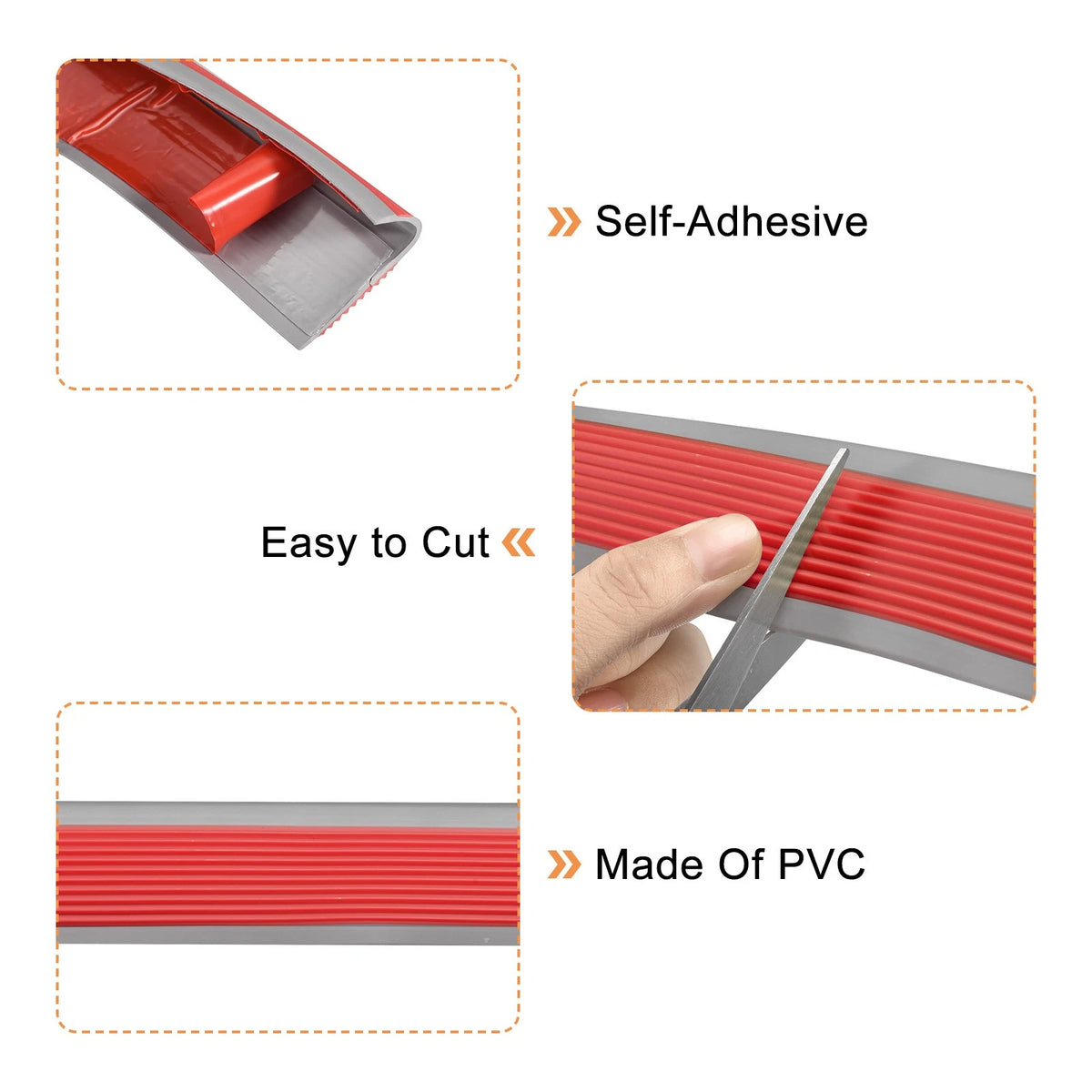Stair Nosing, Vinyl Stair Edge Protector, Easy to Install, 3.3Ft, Red & Grey