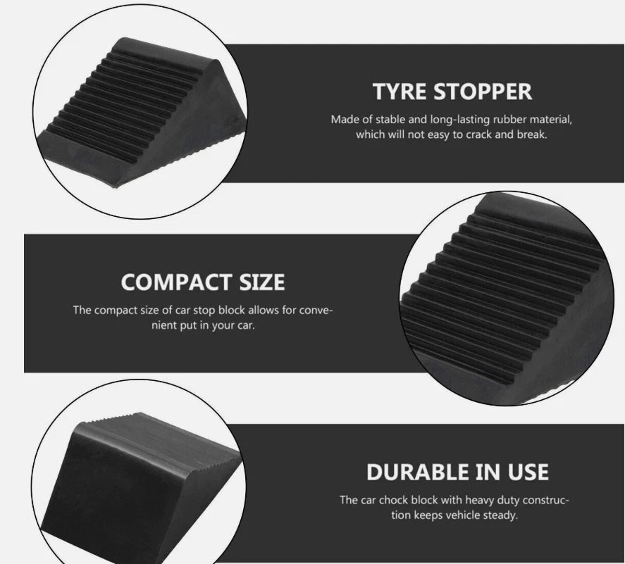 2Pcs Heavy Duty Solid Rubber Wheel Chocks Tire Stoppers For Truck RV Trailer Car