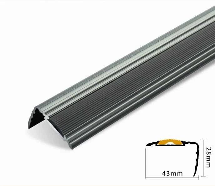 Stair Nosing Edge Trim Strips Aluminum Alloy Step Protector 0.9M tion grey