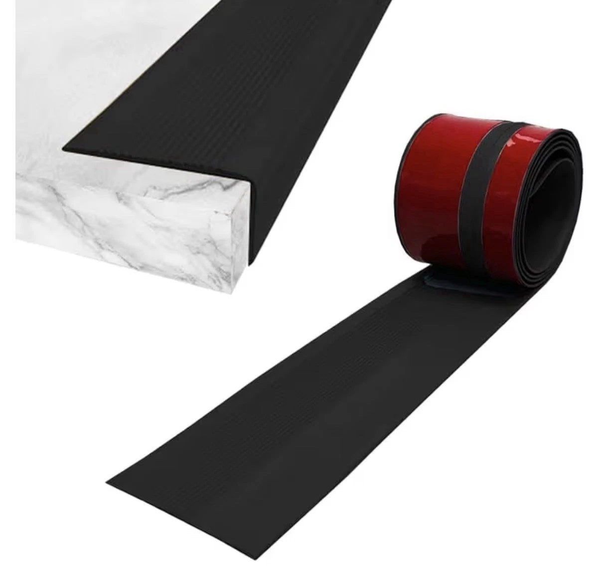 Bullnose Stair Anti Slip Nosing Self-Adhesive Vinyl Edging Strip (76x35mm,Black)