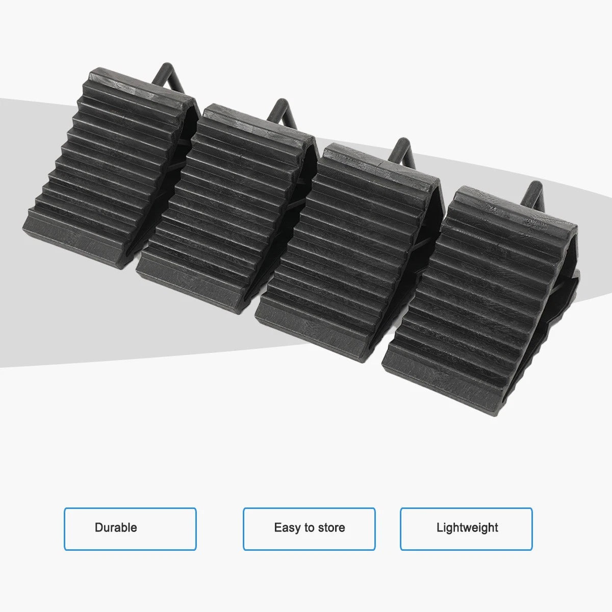 Wheel Chock Heavy Duty 4pcs Set for Cars and Motorcycles Black