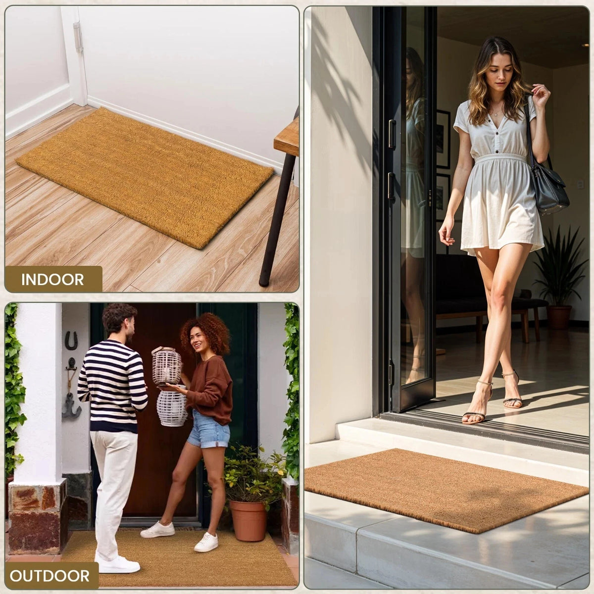 Coconut Coir Mat Heavy Duty Non Slip Door Mat Natural Matting Entrance Floor Mat