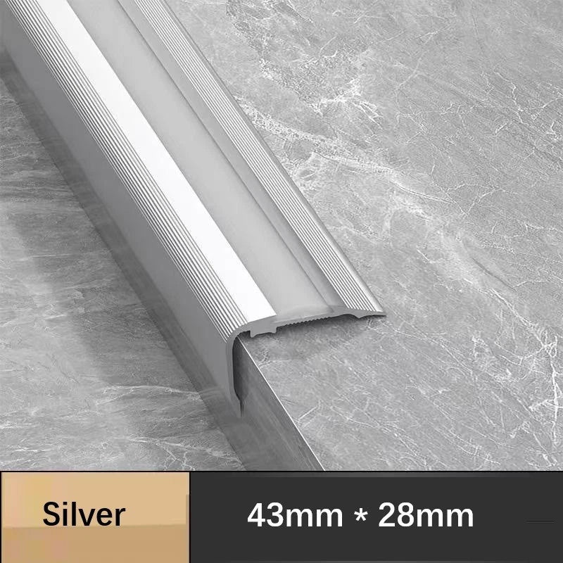 Stair Nosing Anodised Aluminium Edge Trim Step Nose Edging 90cm long silver