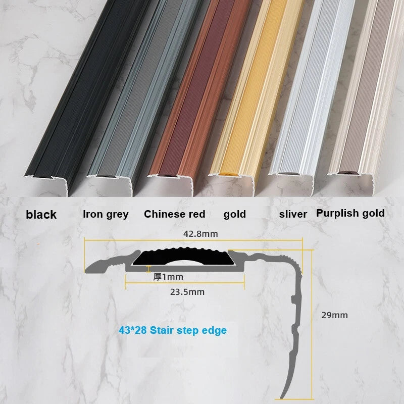 Adhesive Aluminum Rubber Anti Slip Stair Nosing For Stair iron grey