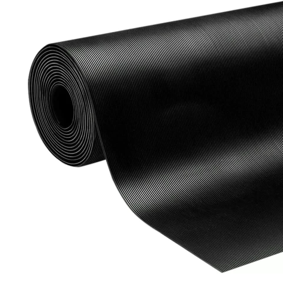 Non-Slip Rubber Sheet Garage Flooring Matting Solid Sheeting 1.2m Wide & 3mm Thick | Fine Rib Sheet