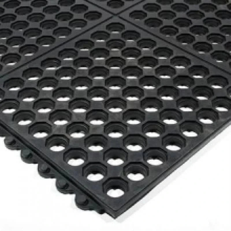 Interlocking Rubber Safety Mat For Restaurant Bar Tack Room Garage 90 x 90Cm