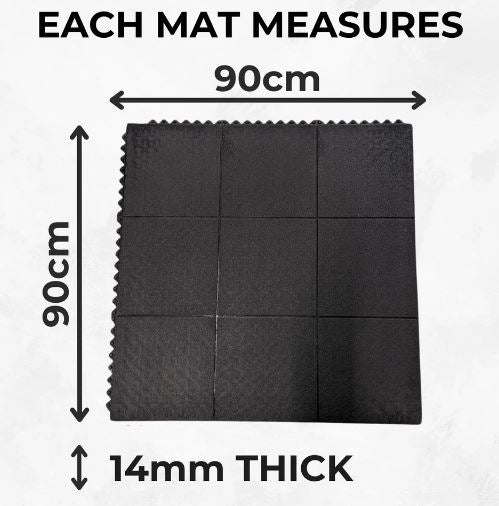 Rubber Gym Floor Tiles | 10 Mat Pack Of Heavy Duty 14mm Interlocking 900 x 900mm