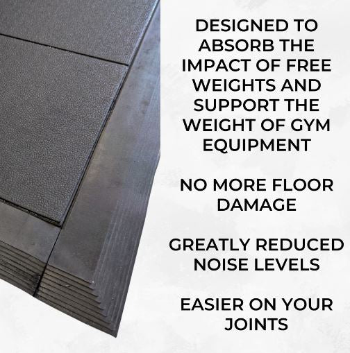 Rubber Gym Floor Tiles | 10 Mat Pack Of Heavy Duty 14mm Interlocking 900 x 900mm