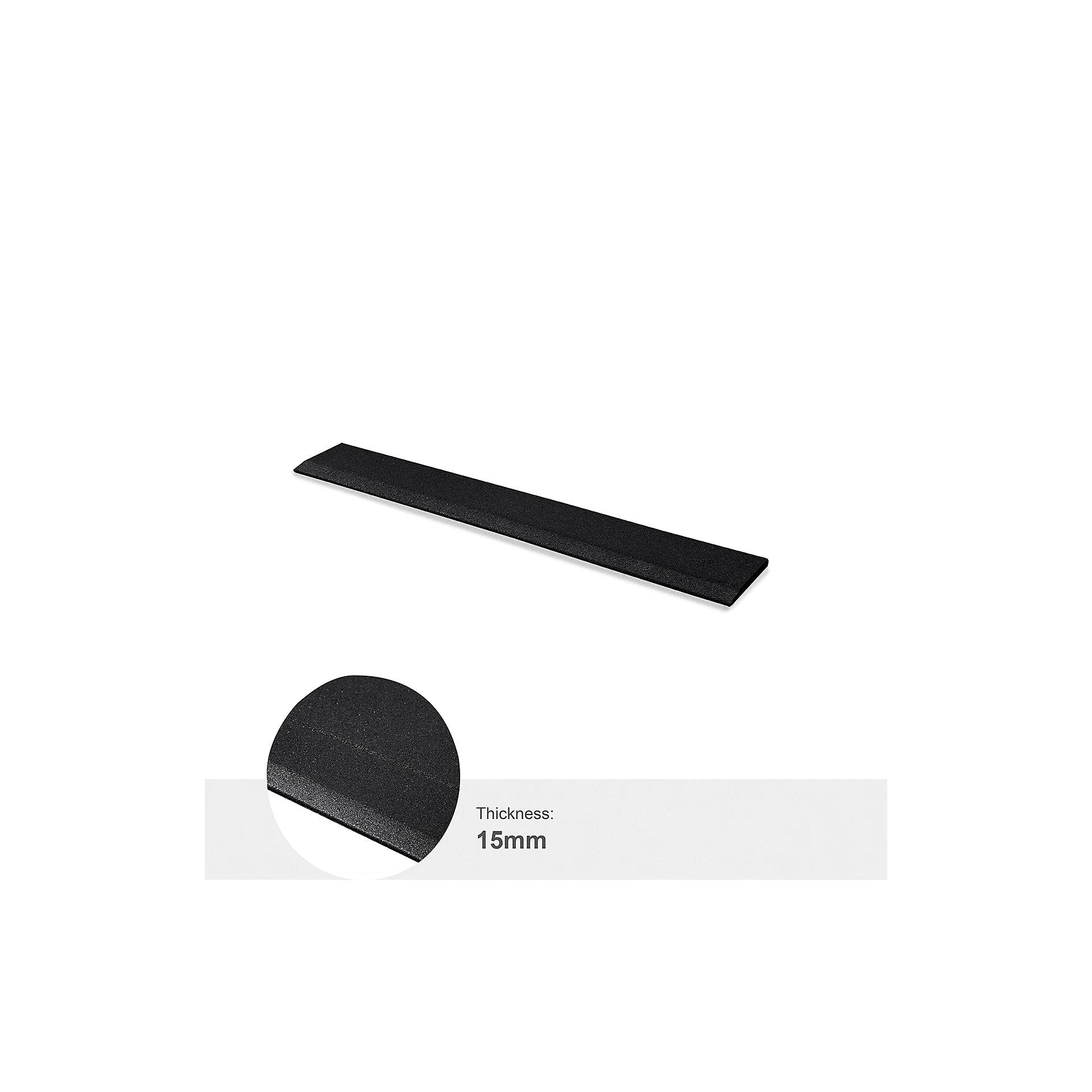 43mm Rubber Heavy Duty Gym Tile Ramped Edge | 1080w x 160d mm | Black