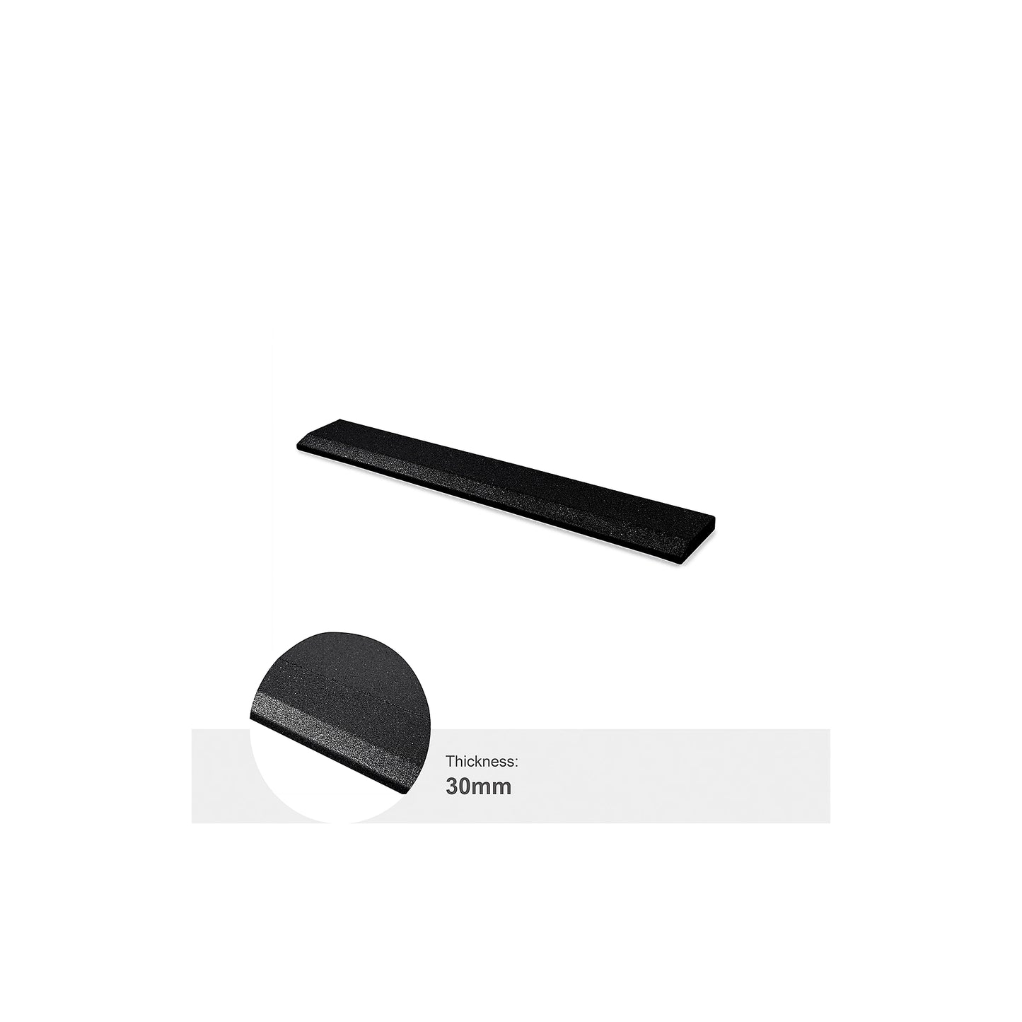  43mm Rubber Heavy Duty Gym Tile Ramped Edge | 1080w x 160d mm | Black