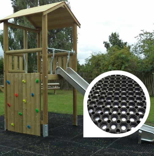 12 x Rubber Playground Swings Safety Mats | 16mm Grass Matting