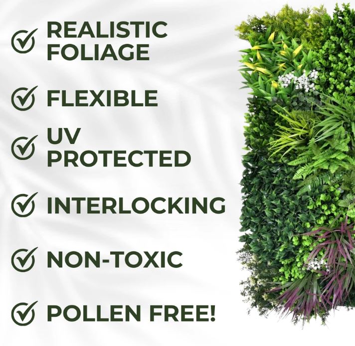Artificial Plant Wall Panels Realistic Indoor / Outdoor Large 1m x 1m Wordsworth