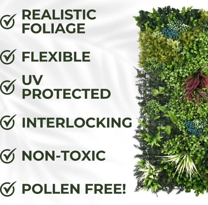 Artificial Plant Wall Panels Realistic Indoor/Outdoor-50CM X 100CM - Glade Bloom