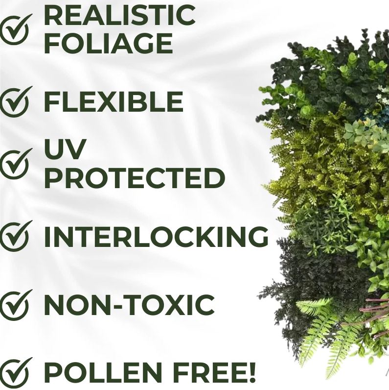 Artificial Wall Panel Realistic Plant Flower - 50cm x 50cm - Indoor / Outdoor