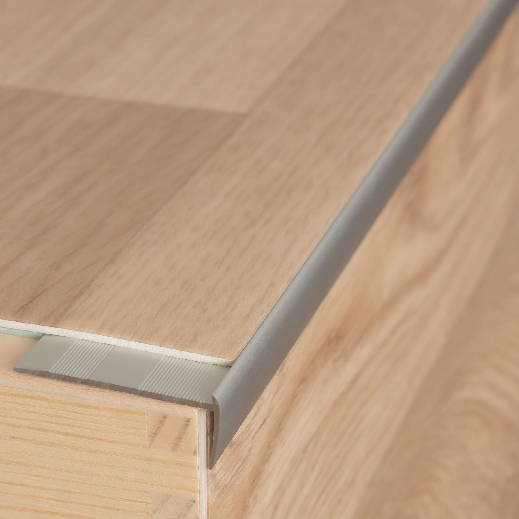 Edge Vinyl Profile Trim LVT C25 900x44mm Anodised Aluminium Stair Nosing