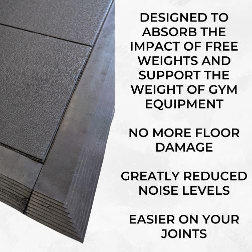 Rubber Gym Floor Tiles | 8 Mat Pack Of Heavy Duty 14mm Interlocking 900 x 900mm