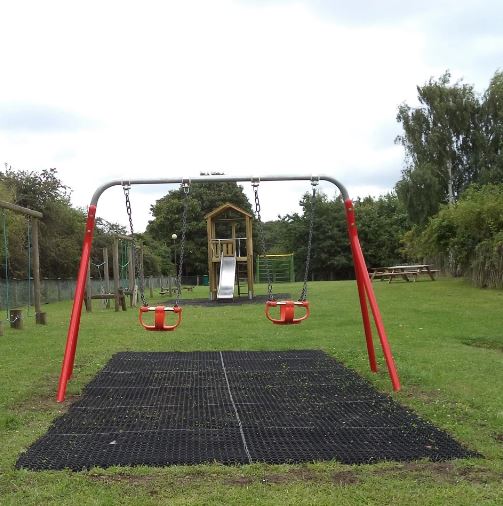 12 x Rubber Playground Swings Safety Mats | 16mm Grass Matting