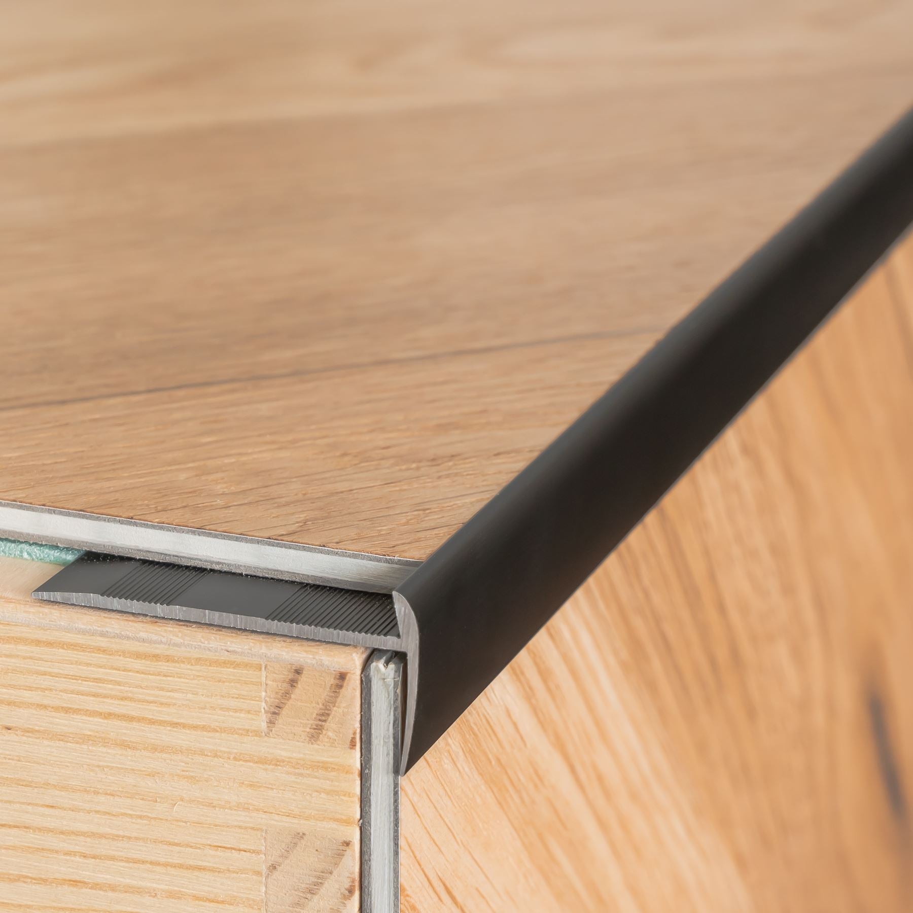 Edge Vinyl Profile Trim LVT C27 900x44mm Anodised Aluminium Stair Nosing