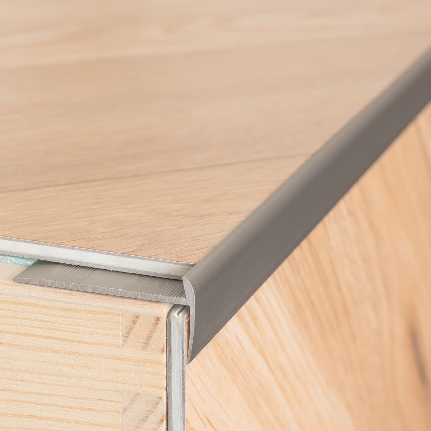 Edge Vinyl Profile Trim LVT C27 900x44mm Anodised Aluminium Stair Nosing