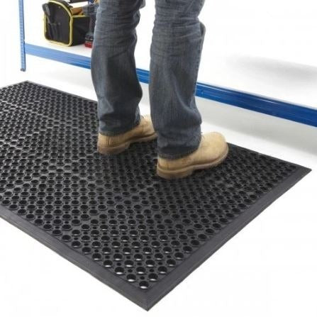 2 x Large Rubber Workplace Anti Fatigue Factory Flooring Mats 3ft x 5ft x 12mm