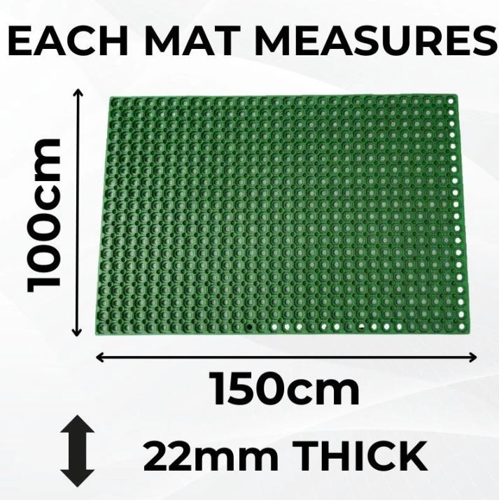Green Heavy-Duty Grass Protection Mat 1.5m x 1m x 22mm Rubber Hollow Drainage