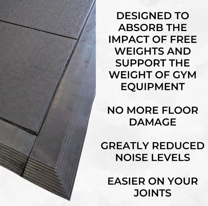 Rubber Gym Floor Tiles | 3 Mat Pack Of Heavy Duty 14mm Interlocking 900 x 900mm