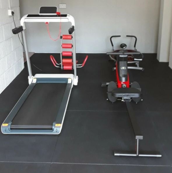 Rubber Gym Floor Tiles | Heavy Duty Crumb Gym Mats | Non-Slip | 1M x 1M