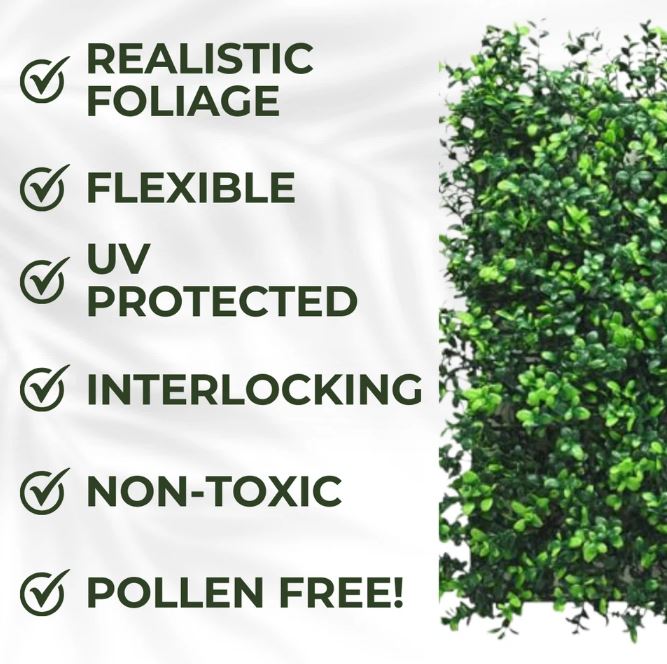 Artificial Plant Flower Living Wall Panels Realistic - Boxwood - 50cm x 50cm