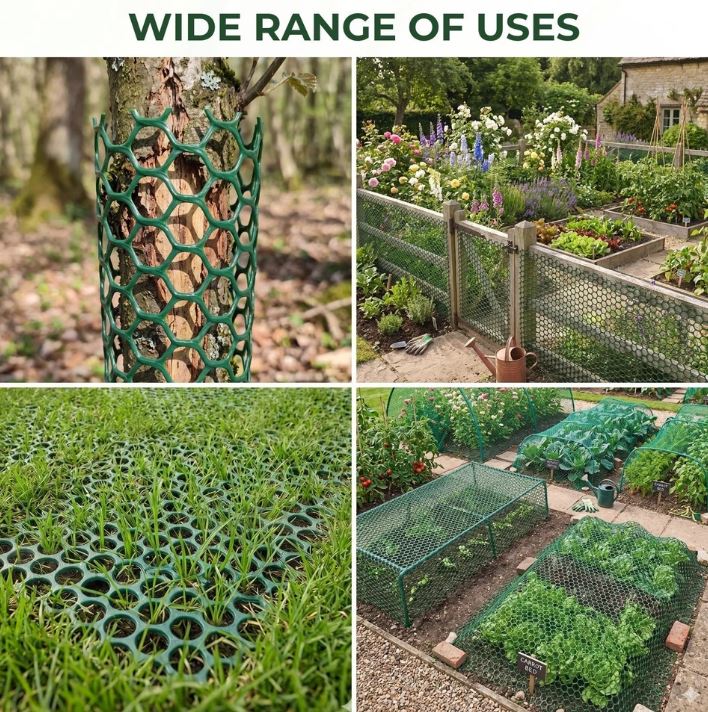 Green Plastic Mesh Net Roll - Heavy Duty 460gsm Netting for Grass Protection