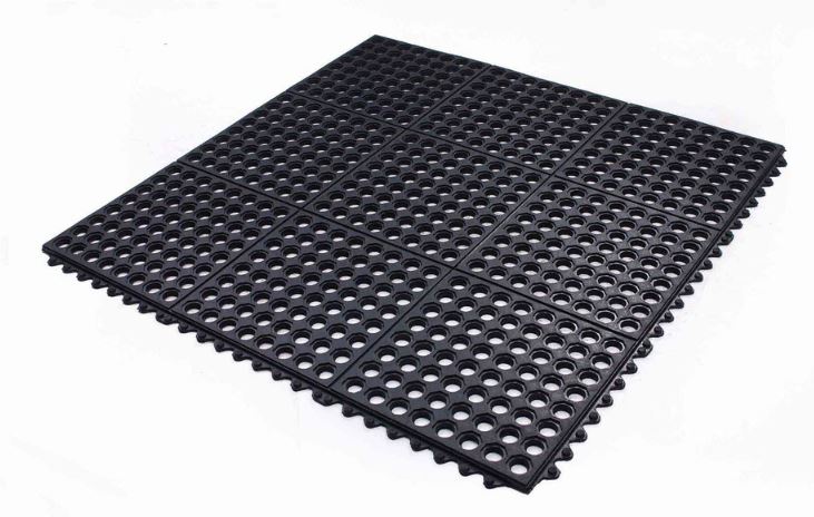 Interlocking Rubber Hot Tub Spa Floor Protector Mat Tiles With Drainage Holes