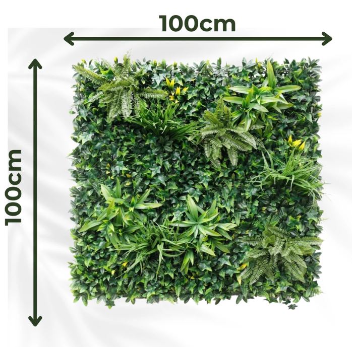 Artificial Plant Wall Panels Realistic Indoor / Outdoor Large 1m x 1m Greenwheat