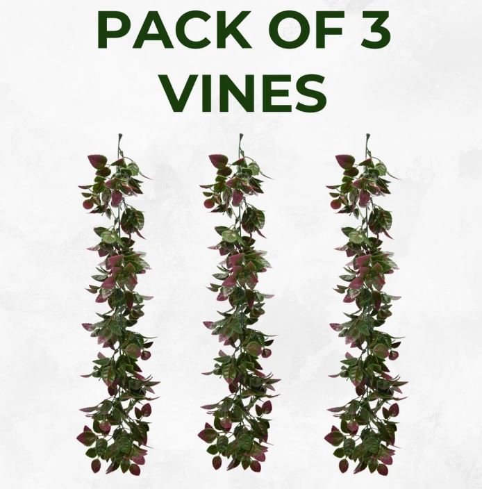 Artificial Hanging Plants Vines Leaves-Pack of 3 -60cm Long- Rose