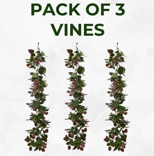 Artificial Hanging Plants Vines Leaves-Pack of 3 -60cm Long- Rose