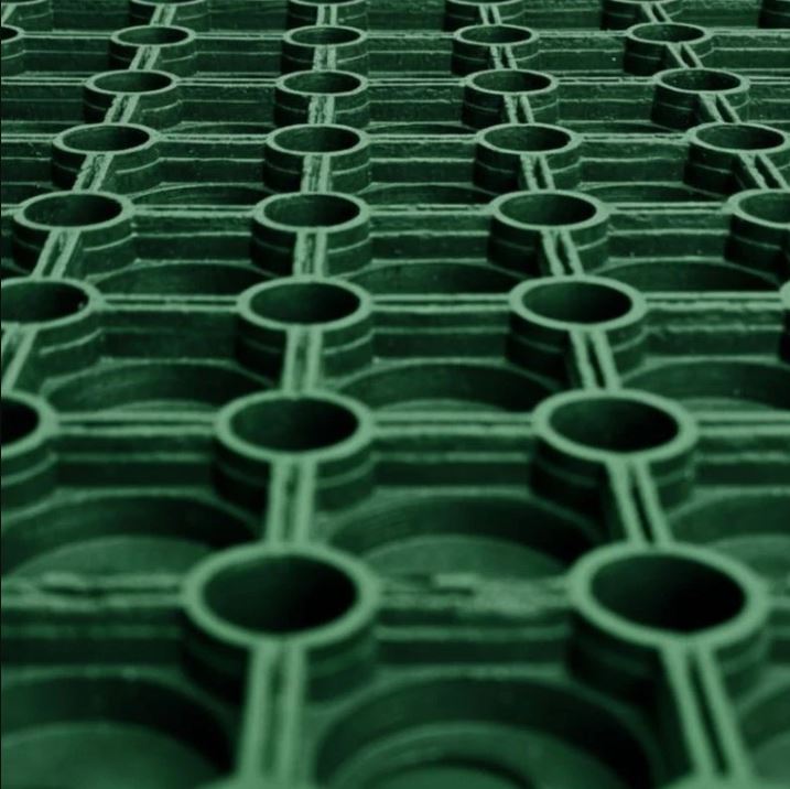 Green Heavy-Duty Grass Protection Mat 1.5m x 1m x 22mm Rubber Hollow Drainage