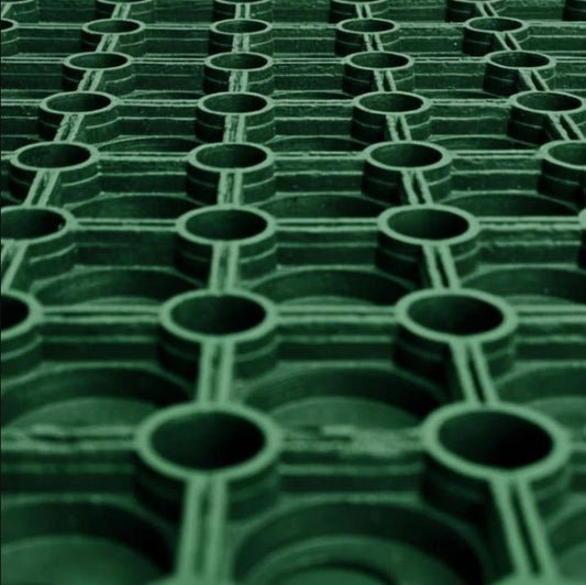Green Heavy-Duty Grass Protection Mat 1.5m x 1m x 22mm Rubber Hollow Drainage
