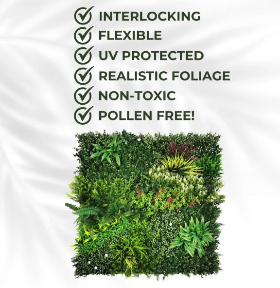 Artificial Plant Wall Panels Realistic Indoor / Outdoor 1m x 1m Lush Lonsdale