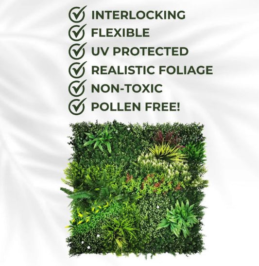 Artificial Plant Wall Panels Realistic Indoor / Outdoor 1m x 1m Lush Lonsdale