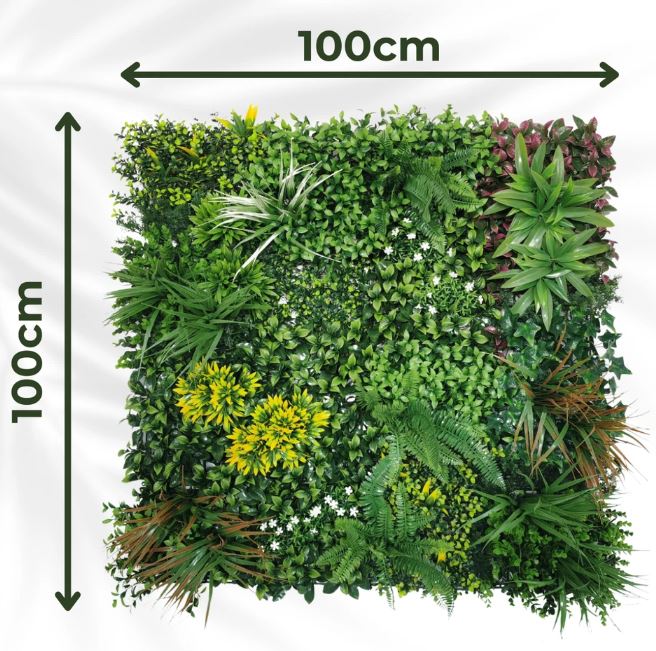 Artificial Plant Wall Panels Realistic Indoor / Outdoor 1m x 1m Lowther Green