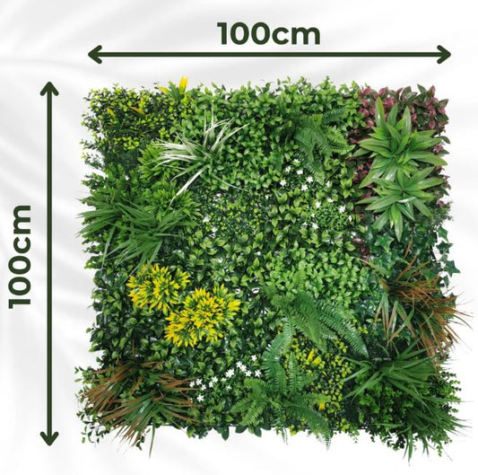 Artificial Plant Wall Panels Realistic Indoor / Outdoor 1m x 1m Lowther Green