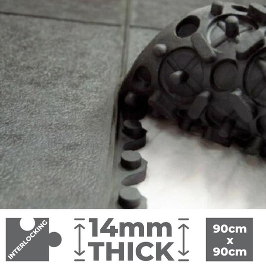 Interlocking Gym Mat Floor Tiles 90cm x 90cm | 14-17mm Thick | 2 Patterns