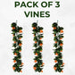Artificial Hanging Plants Vines Leaves-Pack of 3 -60cm Long-Bougainvillea Orange