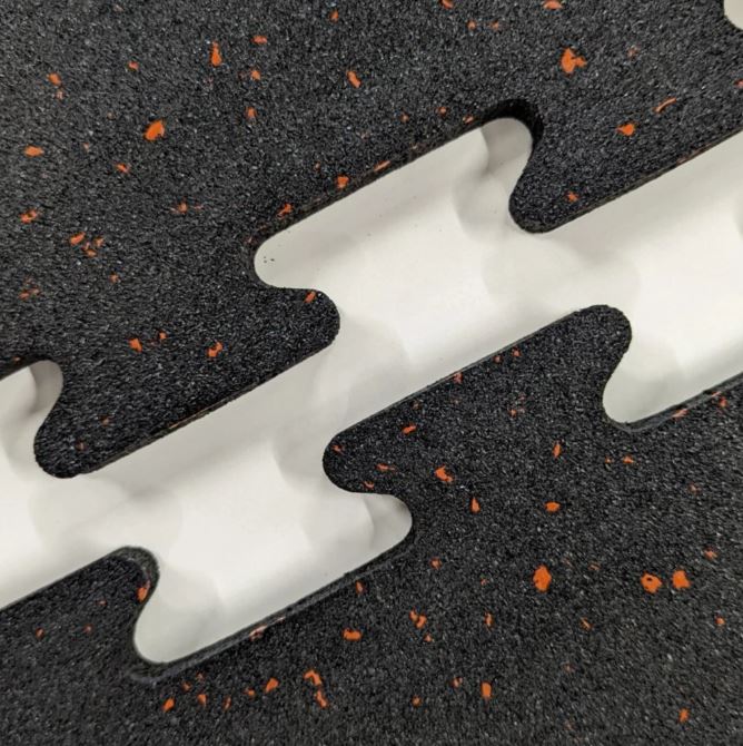 Rubber Gym Floor Interlocking Mats 1M x 1M 10mm / 15mm / 20mm Thick Orange Fleck