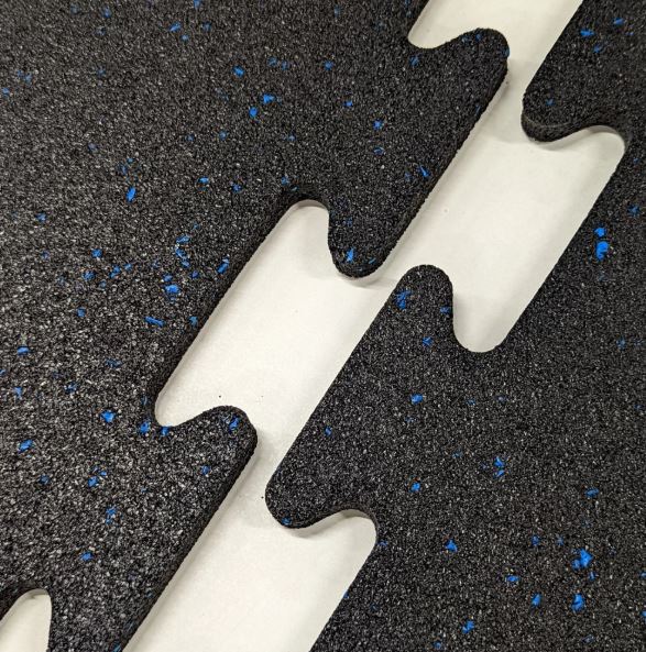Rubber Gym Floor Interlocking Mats 1M x 1M 10mm / 15mm / 20mm Thick Blue Fleck
