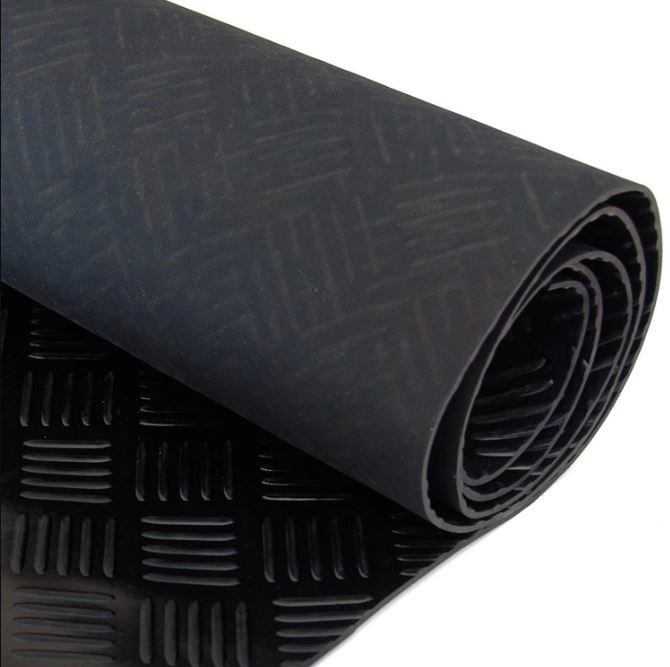 5 Bar Checker Patterned Rubber Flooring Matting for Garage, Van or Car Roll Mat