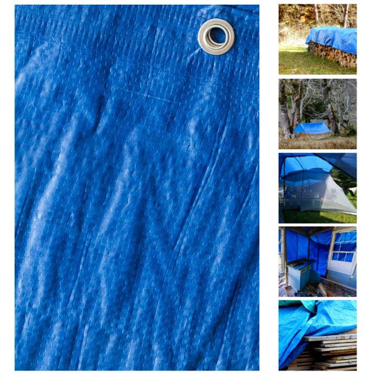 Tarpaulin Waterproof Tarp Cover Blue | Heavy Duty Ground Sheet Builders