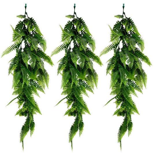 Artificial Hanging Plants Vines Leaves - Pack of 3 - 60cm Long- Fern